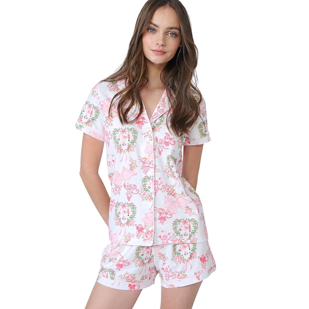 Roller Rabbit X LoveShackFancy Pink Christmas Polo Pajamas Size Med